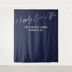 Einfach Happily Ever After Navy-Foto-Hintergrund Wandteppich