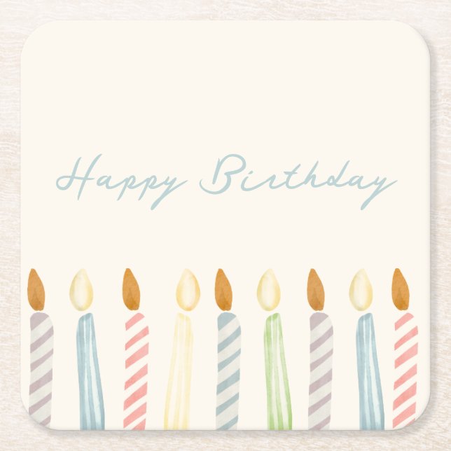 Einfach "Happy Birthday" mit Candles Party Rechteckiger Pappuntersetzer (Vorderseite)