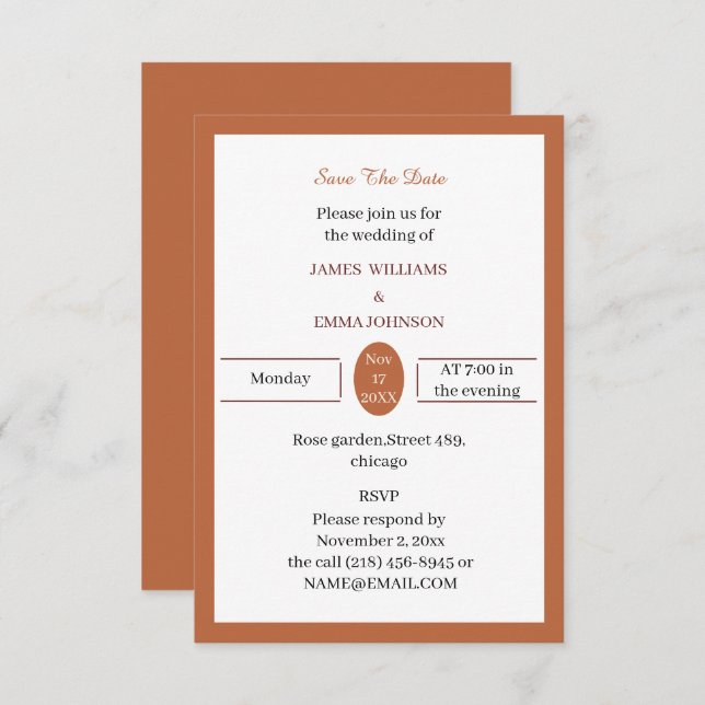 Einfach hellbraun Personalisiert Save The Date (Vorne/Hinten)