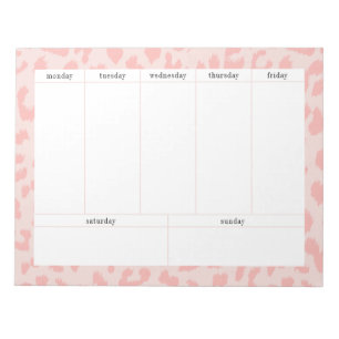Einfach hellrosa Leopard Print Weekly Planner Notizblock