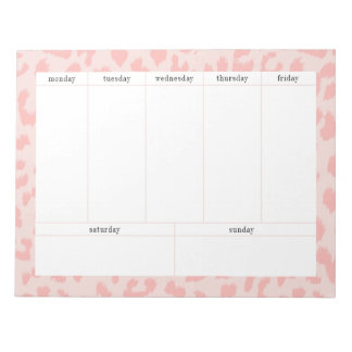 Einfach hellrosa Leopard Print Weekly Planner Notizblock