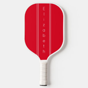 Einfach hellrot und weißer vertikaler Name Pickleball Schläger