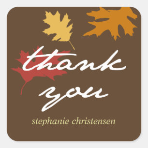 Einfach Herbstlaub Herbstbraun danke dem Geschenkt Quadratischer Aufkleber