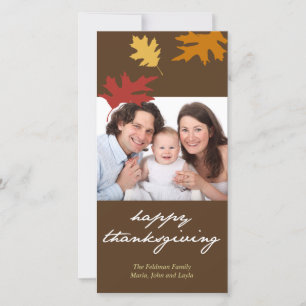 Einfach Herbstlaube glücklich danken Familie Foto Feiertagskarte