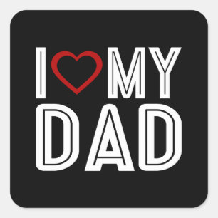 Einfach höre ich Liebe Mein Vater Typografie   Auf Quadratischer Aufkleber