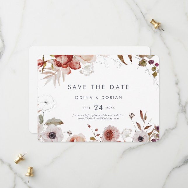 Einfach, horizontal save the date (Vorderseite/Rückseite Beispiel)