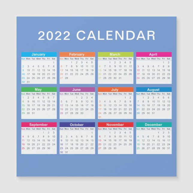 Einfach, hübsch, farbenfroh 2022 Kalender | Magnetkarte (Vorderseite)