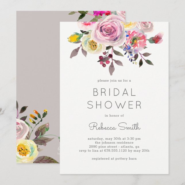 Einfach Hübsche Bridal Dusche Einladung (Vorne/Hinten)