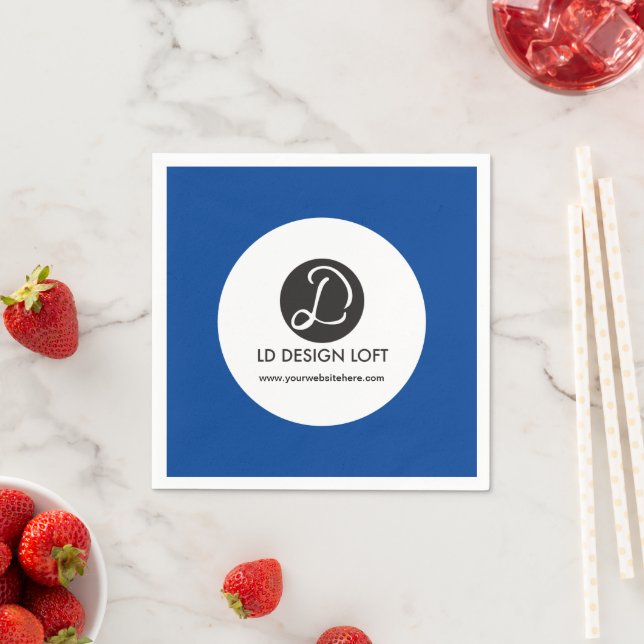 Einfach Ihr Logo hier und blau auf der Website Serviette (Beispiel)