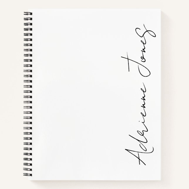 Einfach Ihr Name weiß und schwarz Notizbuch (Vorderseite)