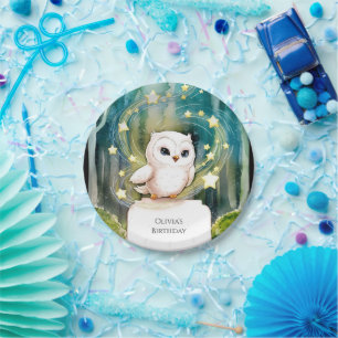 Einfach in den Woods Owl Geburtstag Pappteller