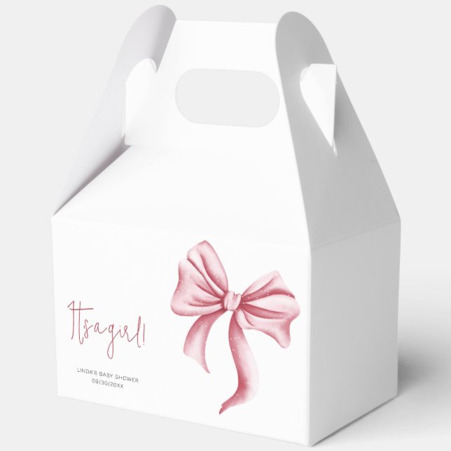 Einfach ist es eine Girl Pink Bow Babydusche Geschenkschachtel (Vorderseite)