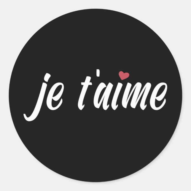 Einfach Je T'aime I Liebe Sie Valentine | Aufklebe Runder Aufkleber (Vorderseite)