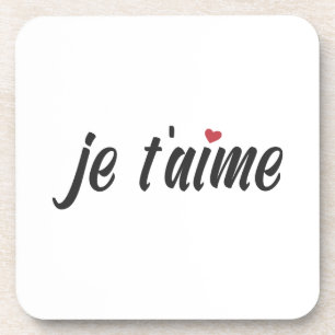 Einfach Je T'aime I Liebe Sie Valentine UNTERSET Getränkeuntersetzer