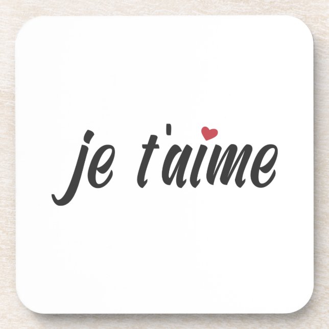 Einfach Je T'aime I Liebe Sie Valentine | UNTERSET Getränkeuntersetzer (Vorderseite)