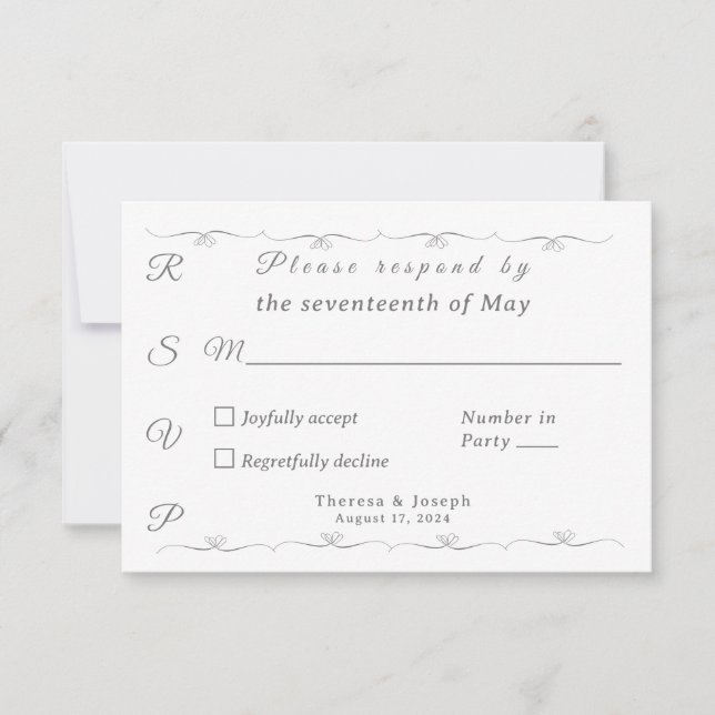 Einfach katholische Hochzeit Weiß RSVP Karte (Vorderseite)