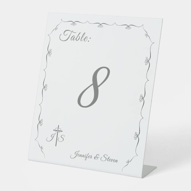 Einfach katholische Hochzeitssymbol der Tischnumme Sockelschild (Vorderseite)