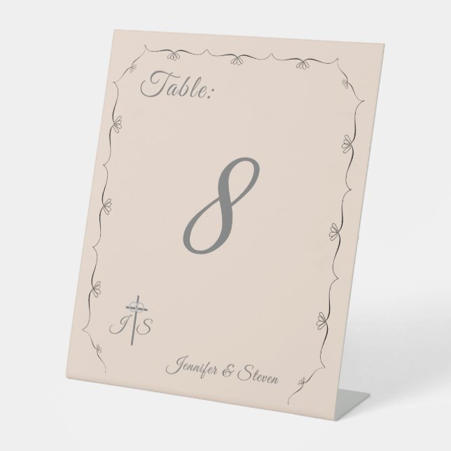 Einfach katholische Hochzeitssymbol der Tischnumme Sockelschild (Vorderseite)