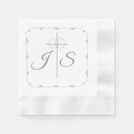 Einfach katholische Silber & Weiße Hochzeit Serviette