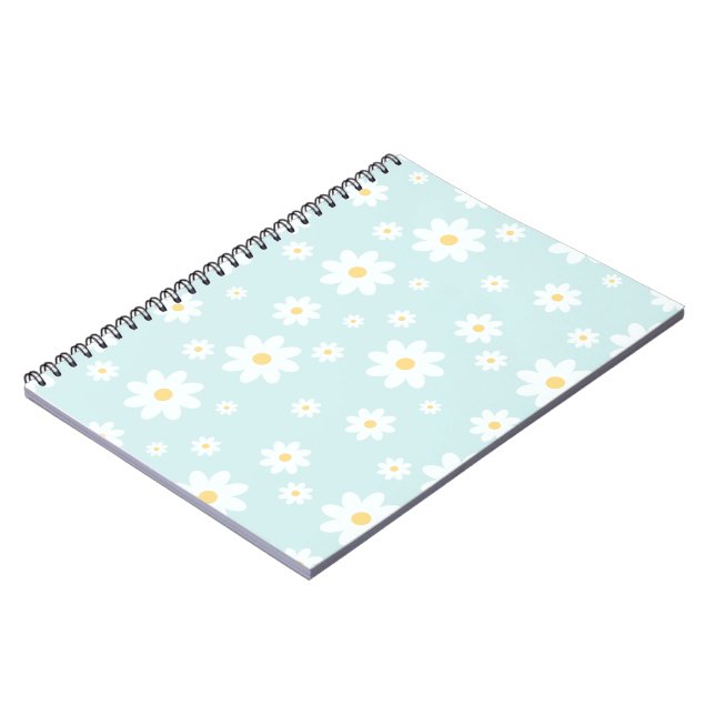Einfach klassisch weiß Daisy Floral Notizblock (Linke Seite)