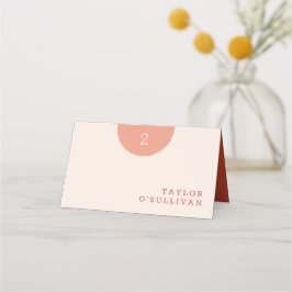 Einfach klassische Creme Orange und Rote Hochzeit Platzkarte