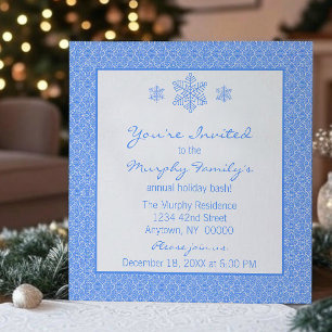 Einfach klassische Damask Schneeflocken Weihnachte Einladung