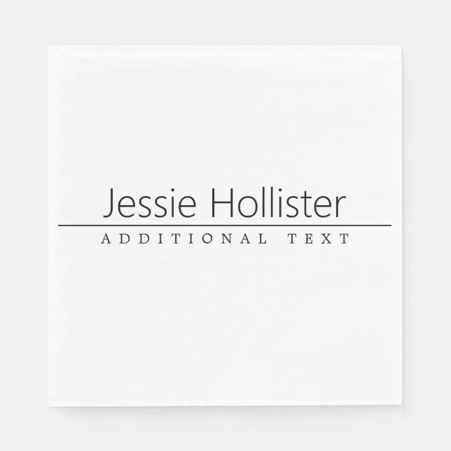 Einfach klassischer schwarzer Text auf Weiß Serviette (Vorderseite)