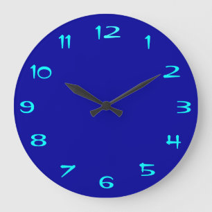Einfach königsblau und aqua > Einfache RundClocks Große Wanduhr