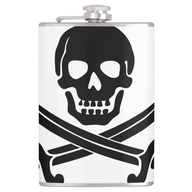 Einfach lächelnder Piratenschädel Flachmann (Vorderseite)