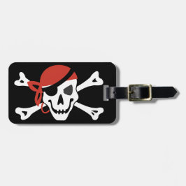 Einfach lächelnder Piratenschädel mit eigenem Text Gepäckanhänger