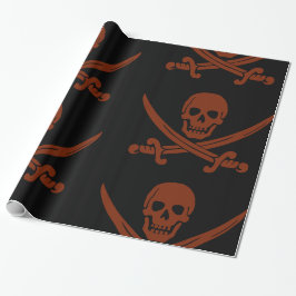 Einfach lächelnder Piratenschädel mit überquerten Geschenkpapier