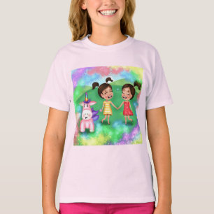 Einfach leichter T - Shirt mit lustigem, farbenfro