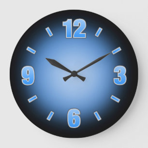 Einfach lesbare große blaue Wanduhr mit verblassen
