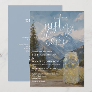 Einfach Liebe Boho Mountain Mason Jar QR Code Hoch Einladung
