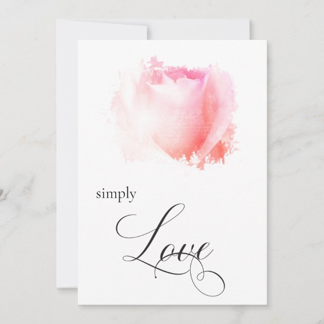 "EINFACH LIEBE Pastel Rose Bud Floral Einladung (Vorderseite)