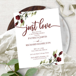 Einfach Liebe Rot Blumen Budget-Hochzeitseinladung