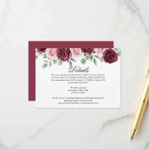 Einfach Liebe Rote Rosa Rosen Boho Hochzeitsdetail Begleitkarte