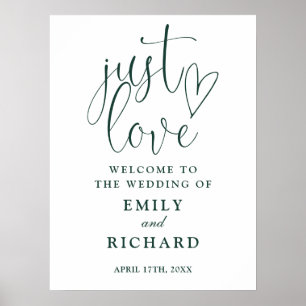 Einfach Liebe Smaragdgrün Hochzeit Willkommensschi Poster
