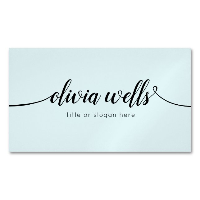 Einfach Light Blue Handschriftlich Script Calligra Magnetische Visitenkarte (Vorderseite)
