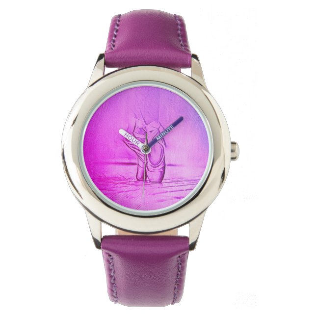 Einfach Lila Ballettschuhe auf Pointe Armbanduhr (Vorderseite)