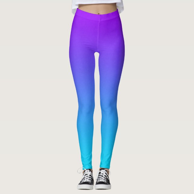 Einfach Lila bis blauer Farbverlauf Leggings (Vorderseite)