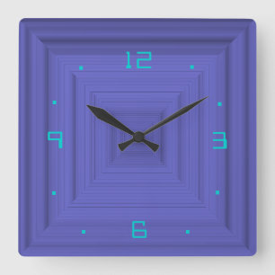 Einfach Lila mit Aqua>Wanduhr Quadratische Wanduhr