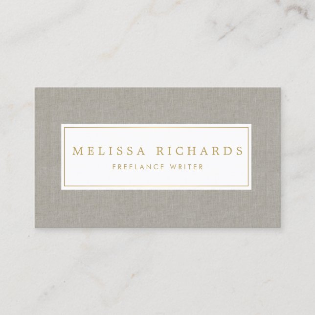 Einfach Luxe Linen Writer, Author Business Card Visitenkarte (Vorderseite)