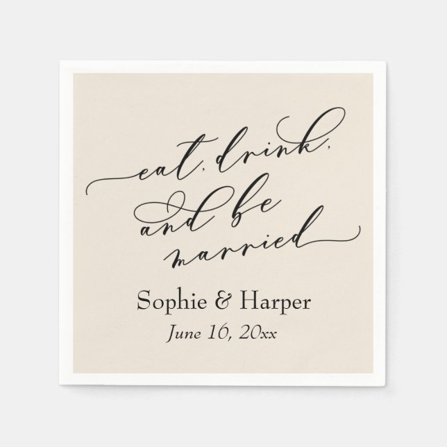 Einfach Luxus-Schriftart trinken und Verheiratete  Serviette (Vorderseite)