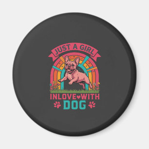 Einfach Mädchen verliebt Hund Französische Bulldog Magnet