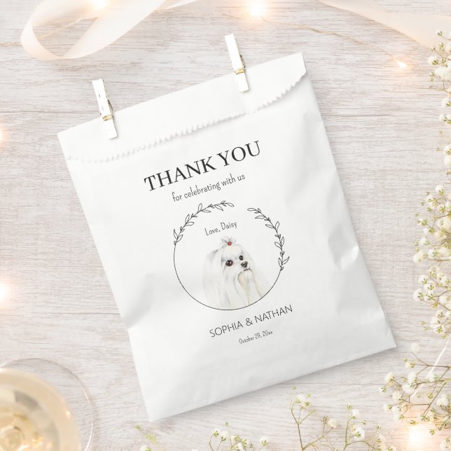 Einfach maltesischer Hund Wedding Danke Geschenktütchen (Ausgeschnitten)