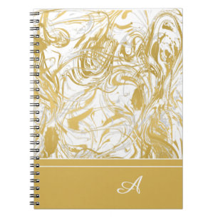 Einfach Marmor Monogramm Gold Weiß Marmor Notizblock