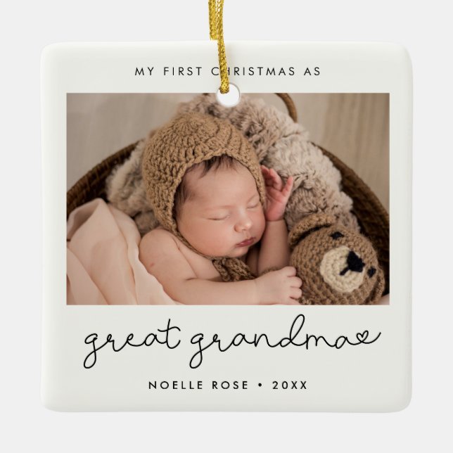 Einfach mein erstes Weihnachten als Großes Oma-Fot Keramikornament (Vorderseite)