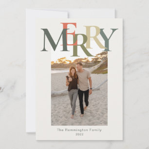 Einfach Merry Foto Flat Sage Orange Ivory Feiertagskarte