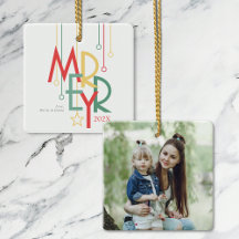 Einfach Merry Foto Rot Gelb